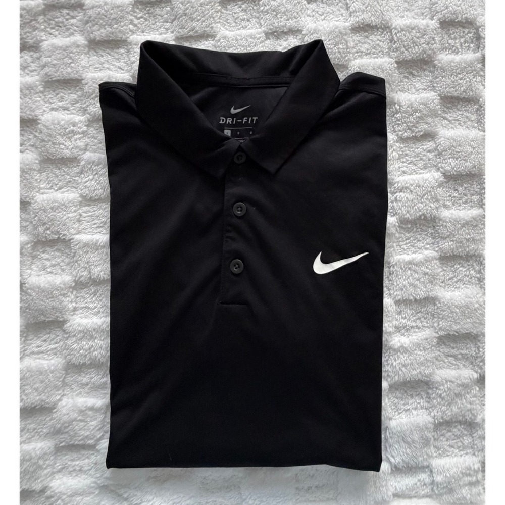 Nike Dri-FIT Polo Shirt Mens Large Black Grey Golf Training EUC
